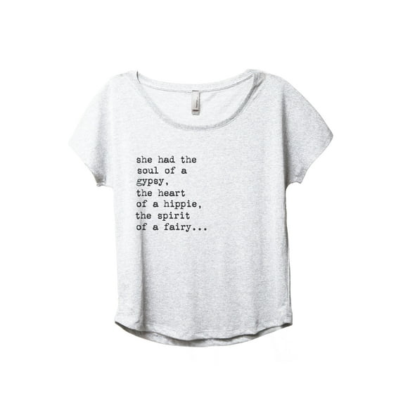 Soul Of A Gypsy Women's Fashion Slouchy Dolman T-Shirt Tee Heather White 3X-Large