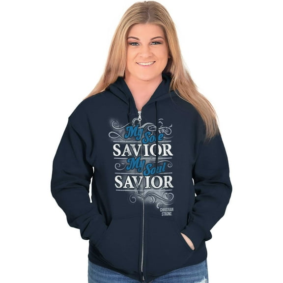 Soul Savior Jesus Christ Christian Womens Plus Size Graphic Zipper Hoodie Brisco Brands 5X