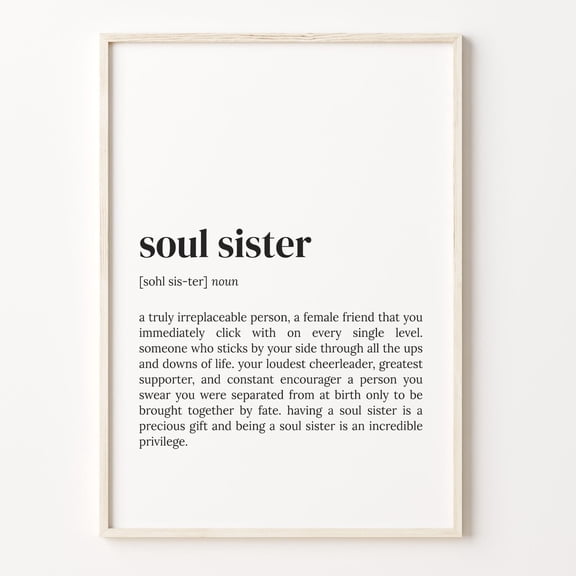 Soul Sister Definition Quote Graphic Poster Unframed Paper Print