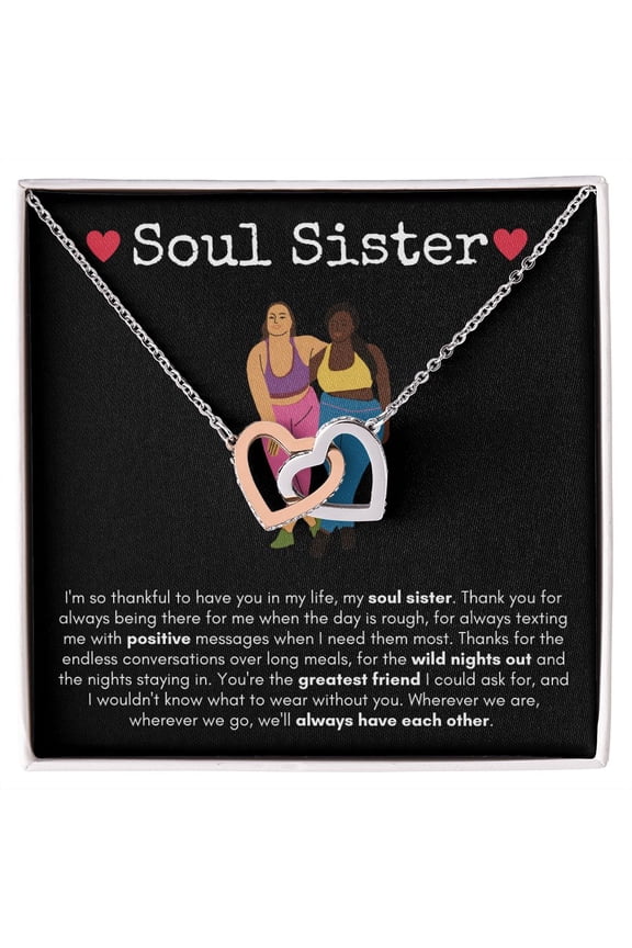 Soul Sister, Interlocking Hearts Necklace, Black Card Mom, necklace For Wife, Mother's Day, Multi Interlocking Heart Necklace