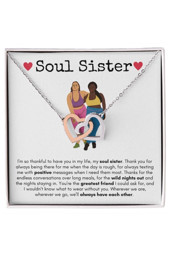 Soul Sister, Interlocking Hearts Necklace, White Card Mom, necklace For Wife, Mother's Day, Multi Interlocking Heart Necklace