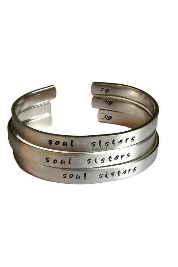 Soul Sisters - Three Piece Gift Set for Sisters - Custom Cuff Bracelet 1/4"