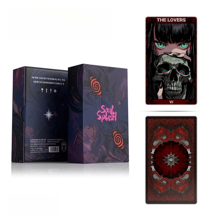Soul Splash Tarot Deck, 78-Card Dark Anime-Inspired Tarot Cards for Divination, Spiritual Guidance & Home Décor, with Instruction Booklet