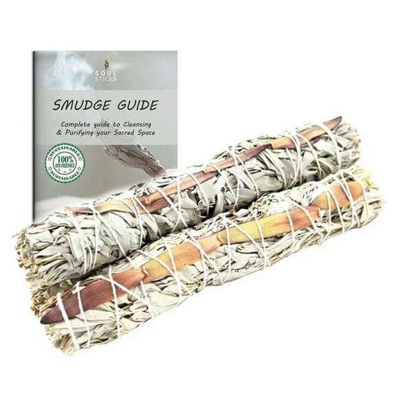 Soul Sticks 3 Pack Dream Sage 9" Smudge Stick Bundle with Guide for Cleansing, Energy Clearing, Smudging, & Positive Vibes
