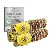 Floral White Sage Smudge Bundle   3 Pack 4 Sweetheart Smudging Sticks with Guide | Soul Sticks