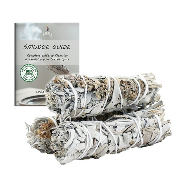 Soul Sticks 3 Pack White Sage and Lavender Mixed Smudge Stick Grown in California with Smudge Guide