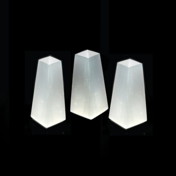 Soul Sticks 3 pack 3 inch Oblisque Selenite Crystal Towers for Reiki, Healing, and Energy Charging | Made in Morocco