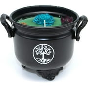 Soul Sticks 4 Metal Cauldron Amber Patchouli Scented Candle with Dried Flowers with Handle Reusable for Spells, Smudging, Rituals & Blessings