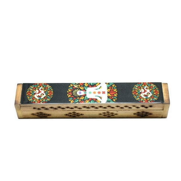 Soul Sticks 7 Chakra OM Handmade Incense Wooden Coffin Box with Storage with Gift Incense Sticks