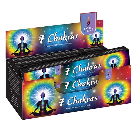 Soul Sticks 7 Chakras | 12 Boxes of Hand Rolled Natural Incense Sticks for Space Clearing Smudging Removing Negative Energy | Bulk Incense
