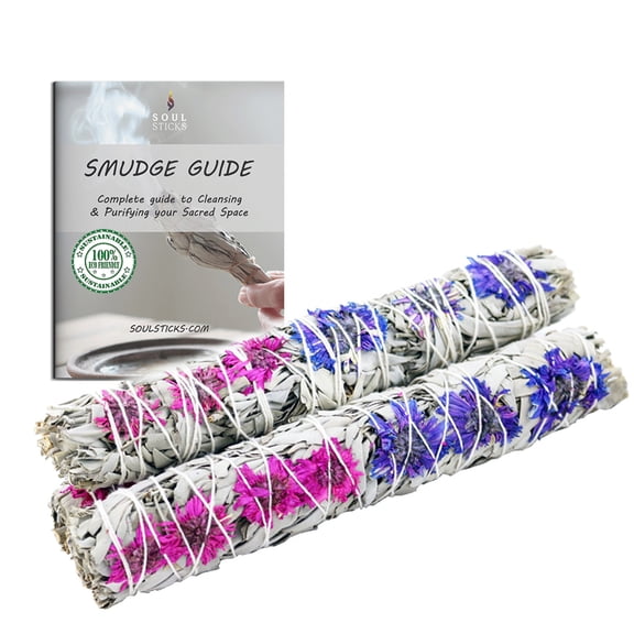 Soul Sticks Blissful 9" Smudge Stick Bundles with Guide for Cleansing, Energy Clearing, Smudging, & Positive Vibes
