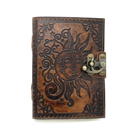 Soul Sticks Brown Celestial Sun and Moon Embossed Genuine Leather 200 Page Journal 5"x7"