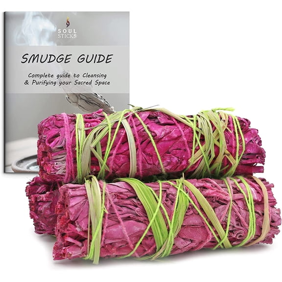 Soul Sticks Floral White Sage Smudge Sticks Bundles with Flowers and Smudging Guide, 3 Pack, Precious Garden