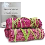 Soul Sticks Floral White Sage Smudge Sticks Bundles with Flowers and Smudging Guide, 3 Pack, Precious Garden