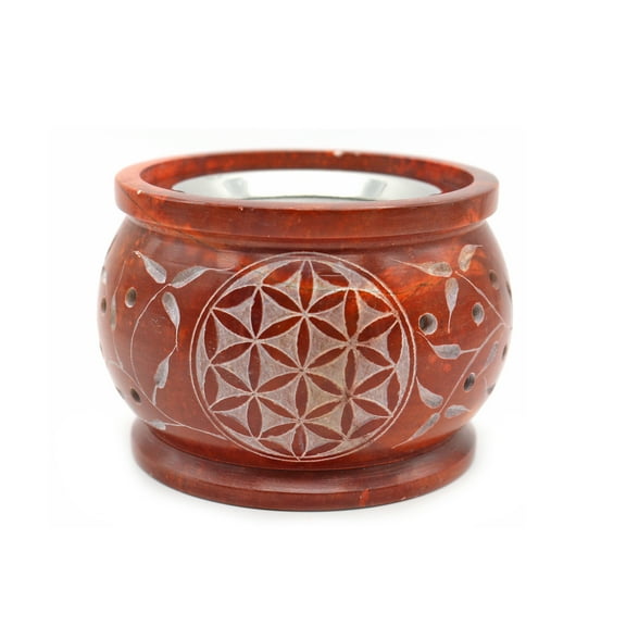 Soul Sticks Hand Carved Soapstone Charcoal Burner with Sieve 3inch