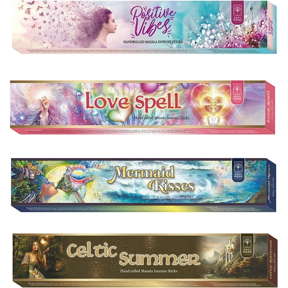 Soul Sticks Incense Sticks Medieval Magic Variety 4 Pack 100% Natural Masala Incense Organic Home Fragrance Agarbatti 15 Grams Per Pack 60 Grams Total