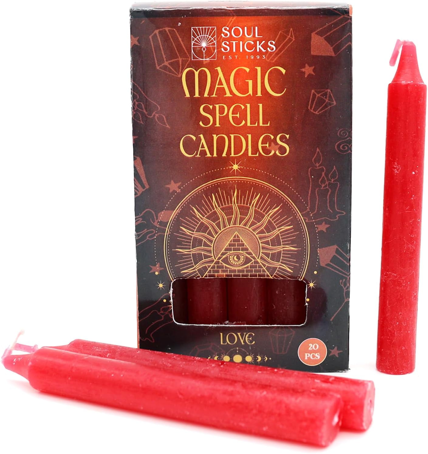 Soul Sticks Love 4" Magic Spell Chime Taper Premium Candles 20 pcs for