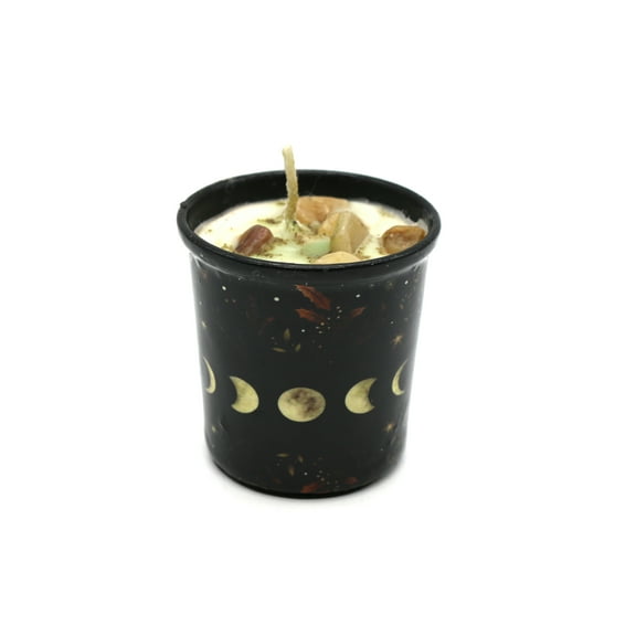 Soul Sticks Moon Stages Highly Scented Votive Candle 2.3oz with Crystals and Smudge Herbs