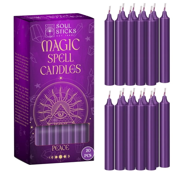 Soul Sticks Peace 4" Magic Spell Chime Taper Premium Candles 20 pcs for Rituals, Ceremonies, Meditation, Altar and Spells