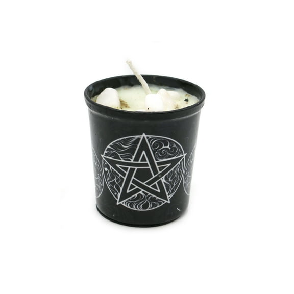 Soul Sticks Pentacle Highly Scented Votive Candle 2.3oz with Crystals and Smudge Herbs