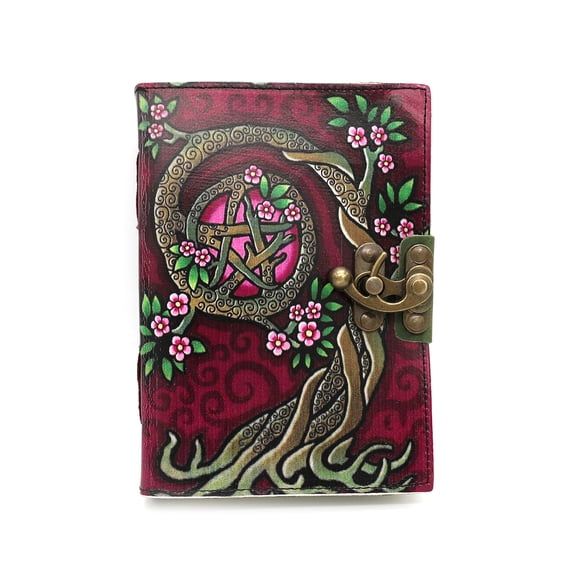 Soul Sticks Pink Tree Pentacle Genuine Leather 200 Page Journal 5"x7"