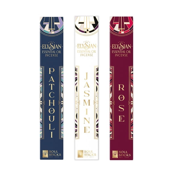 Soul Sticks Pure Petals Elysian Incense Sticks 3 Pack Variety Set All Natural Essential Oil Incense Sticks