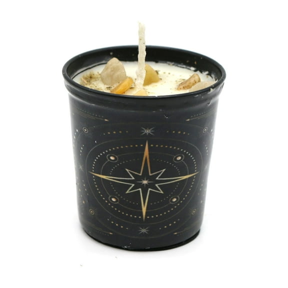 Soul Sticks Starburst Highly Scented Votive Candle 2.3oz with Crystals and Smudge Herbs