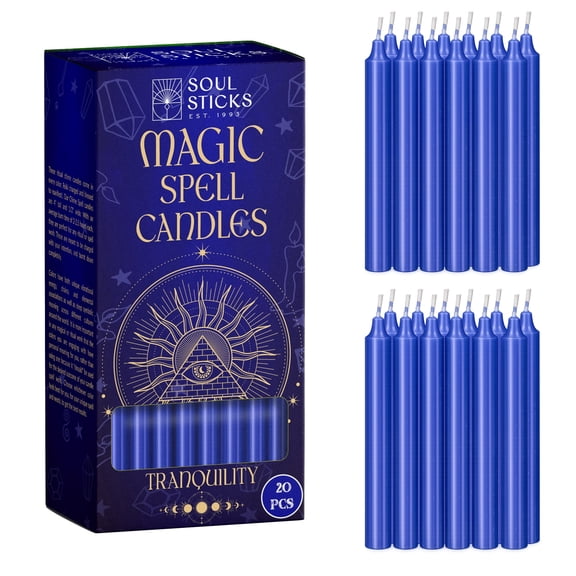 Soul Sticks Tranquility 4" Magic Spell Chime Taper Premium Candles 20 pcs for Rituals, Ceremonies, Meditation, Altar and Spells