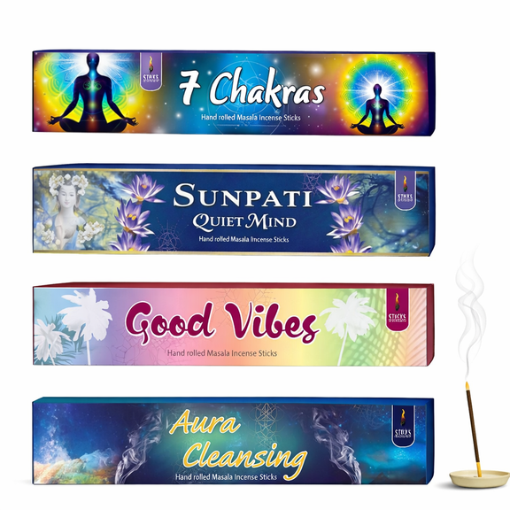 Soul Sticks Variety 4 Pack | Hand Rolled Natural Incense Sticks for Space Clearing Removing Negative Energy Meditation | Divine Energy