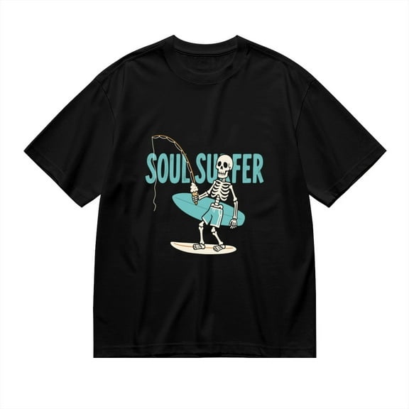 Soul Surfer, Skeleton Surfboard Print 2, T Shirt for Men, Vintage Graphic Tees Men, 23807183,S