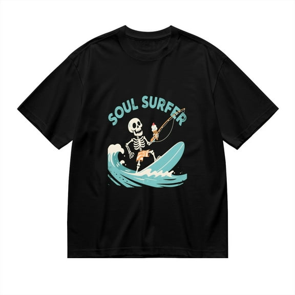 Soul Surfer, Skeleton Surfboard Print, T Shirt for Men, Vintage Graphic Tees Men, 23807136,3XL
