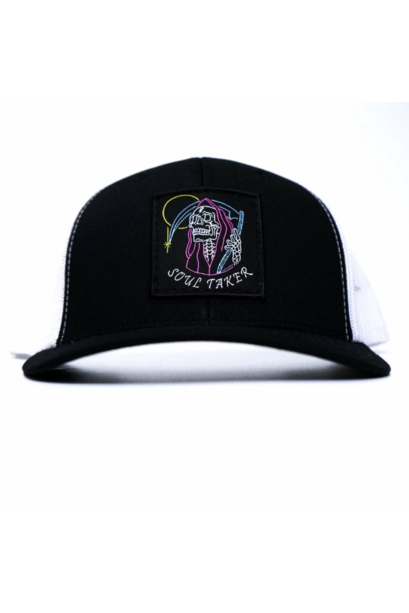 Soul Taker Reaper Patch Snapback Hat – Black/White