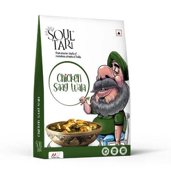 Soul Tari Ready to Eat Chicken Saag Wala 300g | Succulent chunks of Boneless Chicken in a fragrant Palak gravy | Sufficent for two | Just Heat and Eat
