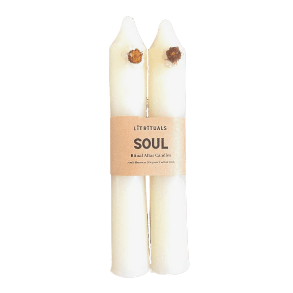 Soul Unscented Beeswax Taper Candle - Large