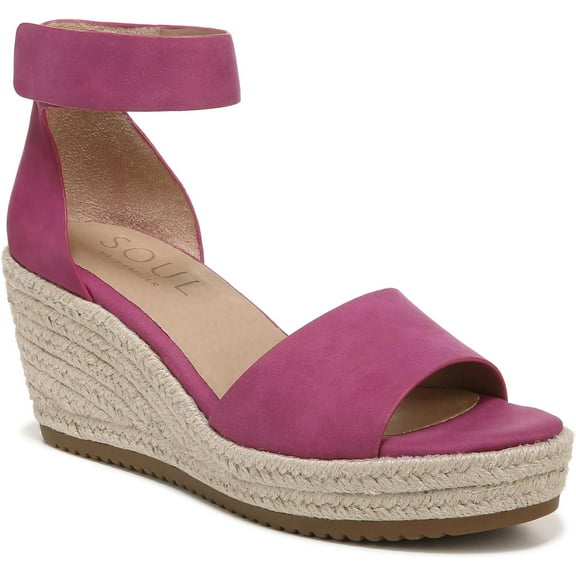 Soul by Naturalizer Womens Oakley Ankle Strap Wedge Heel Sandal Mauve Smooth 6M
