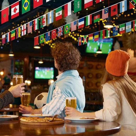 Soul's 100 Countries String Flag, International Bunting Pennant for Grand Opening, Sports Bar, Grand Opening, Classroom Party Events, World Flag Banner for World Cup Party (2pc) V14