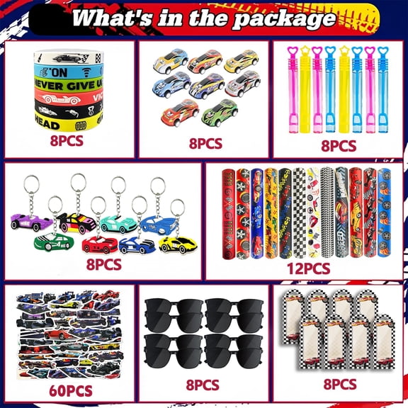 Soul's 120PCS Race Car Party Favors, Race Car Birthday Decorations and Supplies V14
