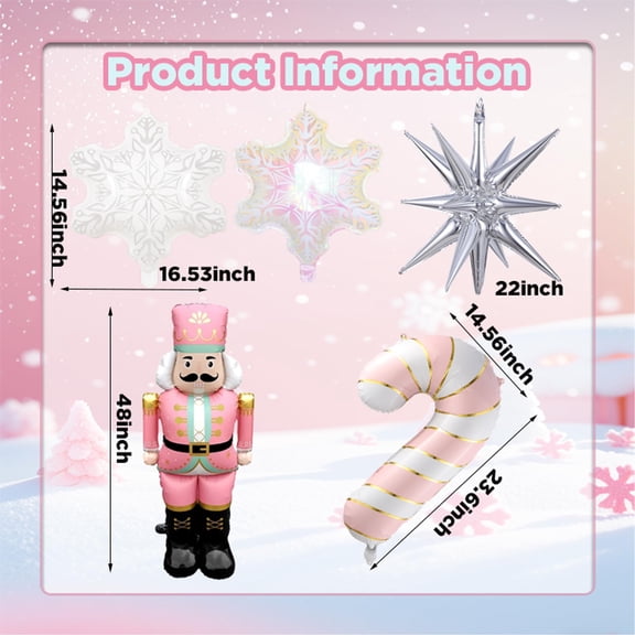 Soul's 153Pcs Snowflake Balloon Arch Garland Kit - Winter Decorations with 48" Nutcracker, Snowflake&Candy Cane Foil Balloons for Princess & Winter Party, Baby Shower & Birthday Decor V14