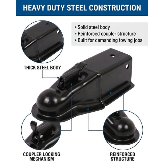 Soul's 2-5/16" Ball Straight Trailer Coupler 3" Channel Tongue 14000lbs Capacity V14