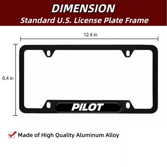 Soul's 2PACK Aluminum Alloy License Plate Frames Compatible with Pilot Accessories V14