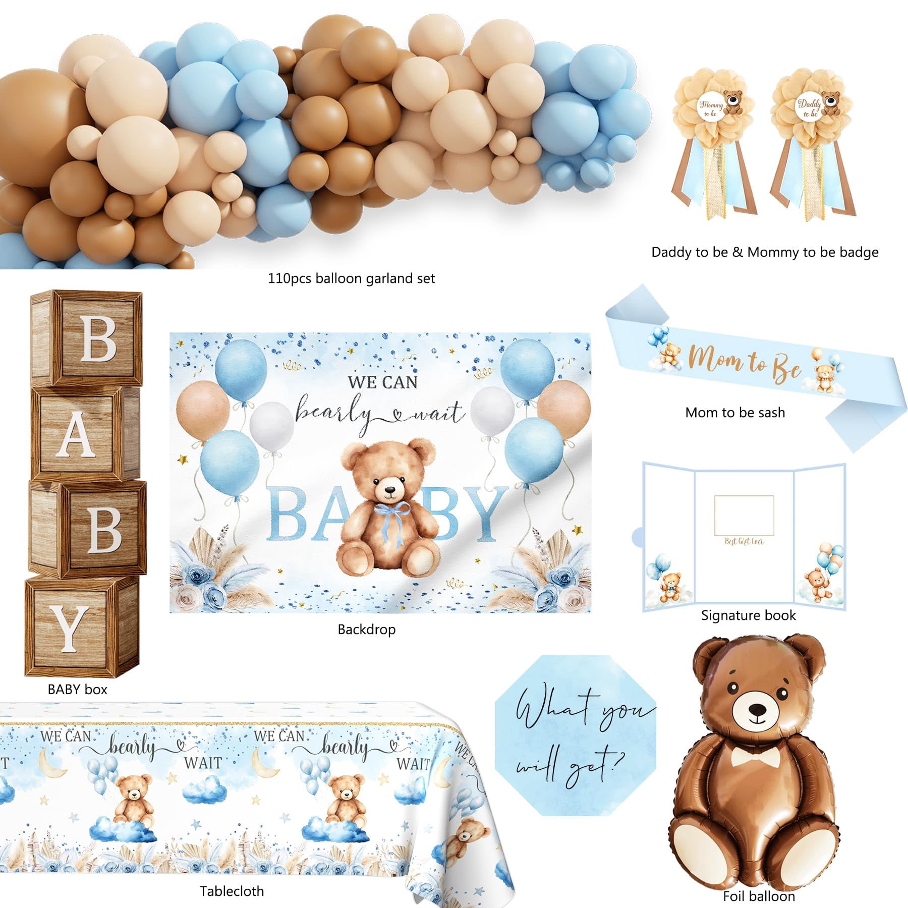 Soul's Bear Baby Shower Decorations Party Supplies, We Can Bearly Wait ...