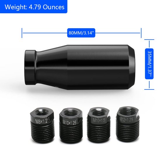 Soul's Black 5 Speed Weighted Manual Automatic Gear Shifter Shift Knobs Lever with 4 Metal Adapters Fit Compatible with Manual Cars Most Automatic Cars V14