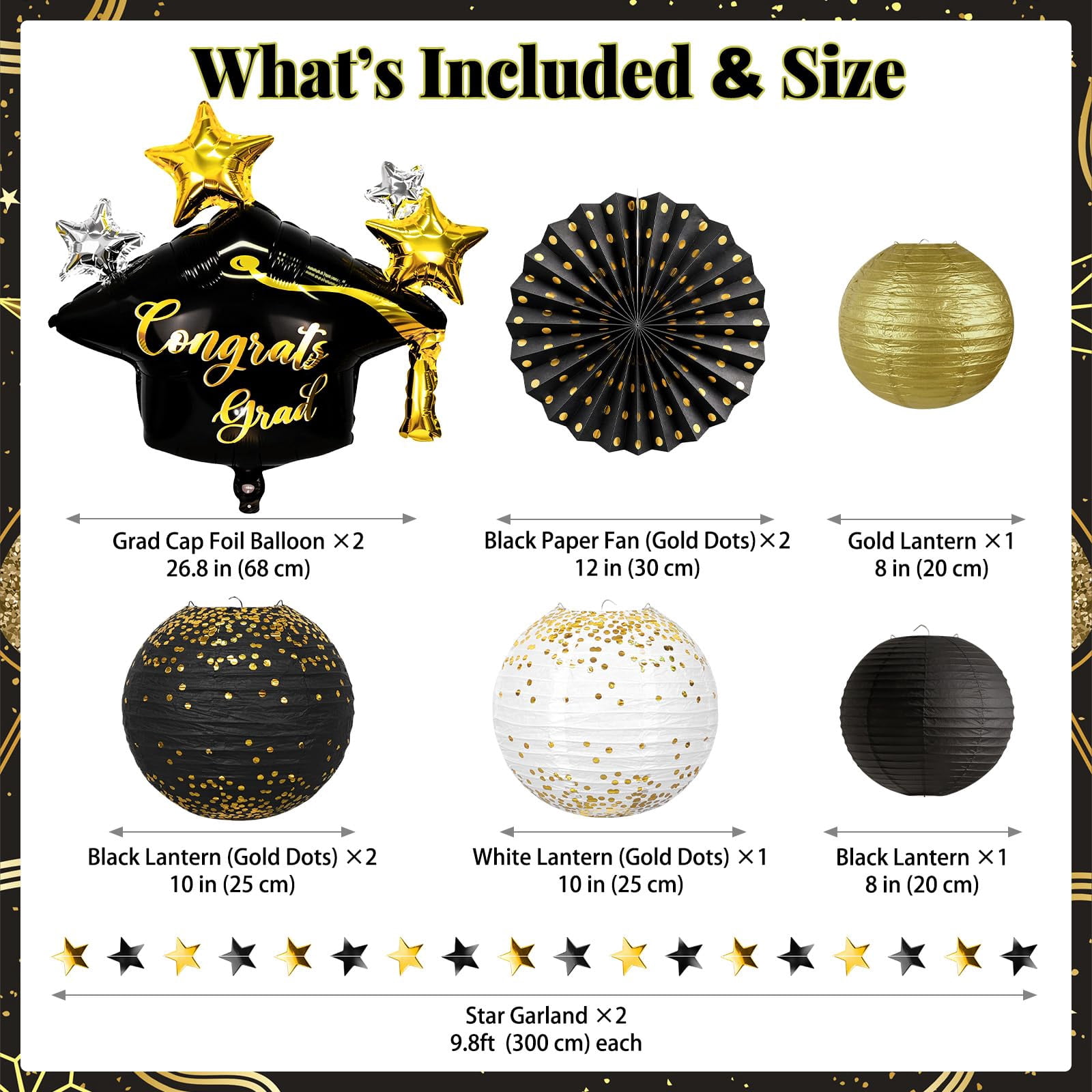 Soul's Black and Gold Graduation Decorations 2026, Class Party Supplies ...