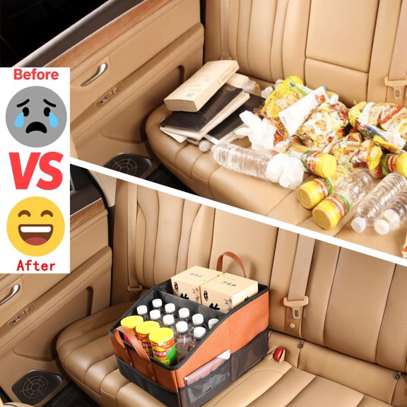 Soul's Collapsible Car Seat Organizer with 9 Compartments Black V14
