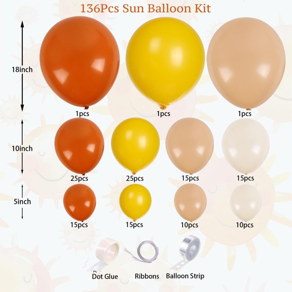 Soul's Here Comes The Sun Balloon Arch Kit Burnt Orange, Mustard Yellow, Nude, Sand White Balloon Garland For Groovy Boho Baby Showers, Sunshine First Birthday Party, SunsetFall Celebrations V14