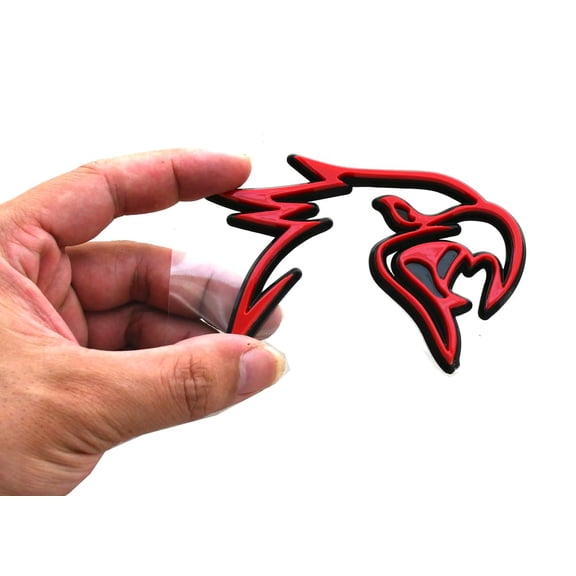 Soul's Pair Custom HELLHAWK Emblem Replacement for Trackhawk Fender Door 3D Badge Hellcat Style Head (Red) V14