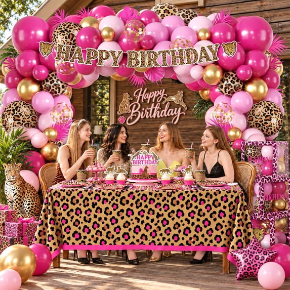 Soul's Pink Cheetah Print Birthday Decorations, Leopard Birthday ...