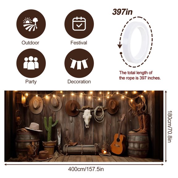 Soul's Western Cowboy Garage Door Banner 13x6 Ft - Wooden Barn Door Backdrop for Photography Studio,Wild West Party Supplies,Man Cave & Rustic Wall Decor,Waterproof Outdoor Indoor Decorations V14