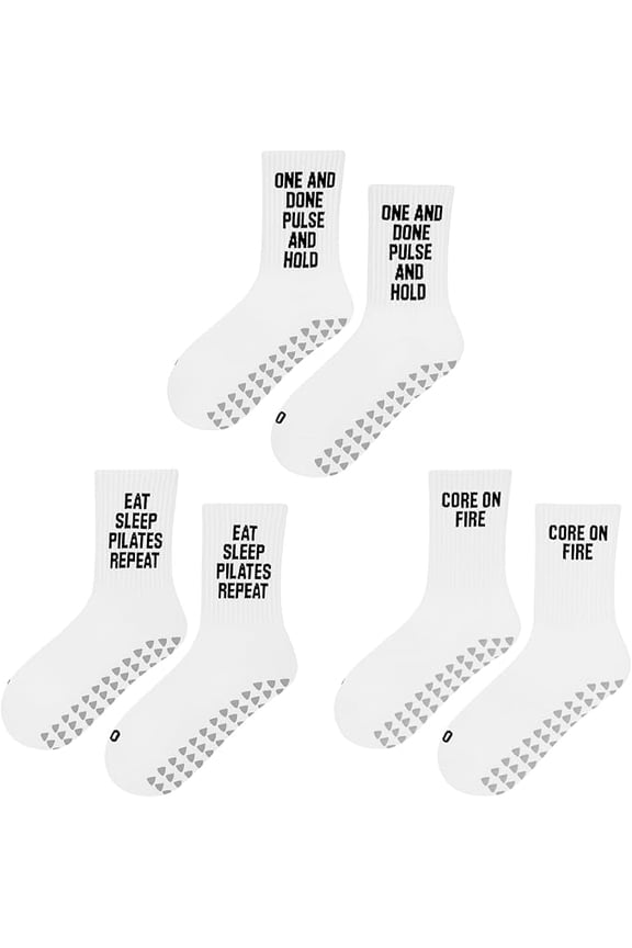 Soul8 Motivational Gym Crew Socks Pilates Grip Training Socks Inspirational Gift for Athletes (US, Numeric, 6, 8.5, Regular, Regular, Size 6-8.5, 3 PAIRS BUNDLE (Grip Bottom)