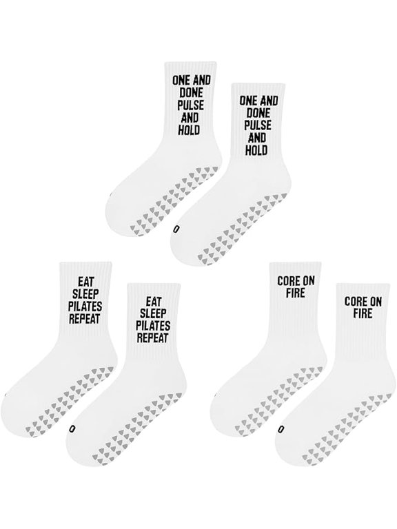 Soul8 Motivational Gym Crew Socks Pilates Grip Training Socks Inspirational Gift for Athletes (US, Numeric, 6, 8.5, Regular, Regular, Size 6-8.5, 3 PAIRS BUNDLE (Grip Bottom)